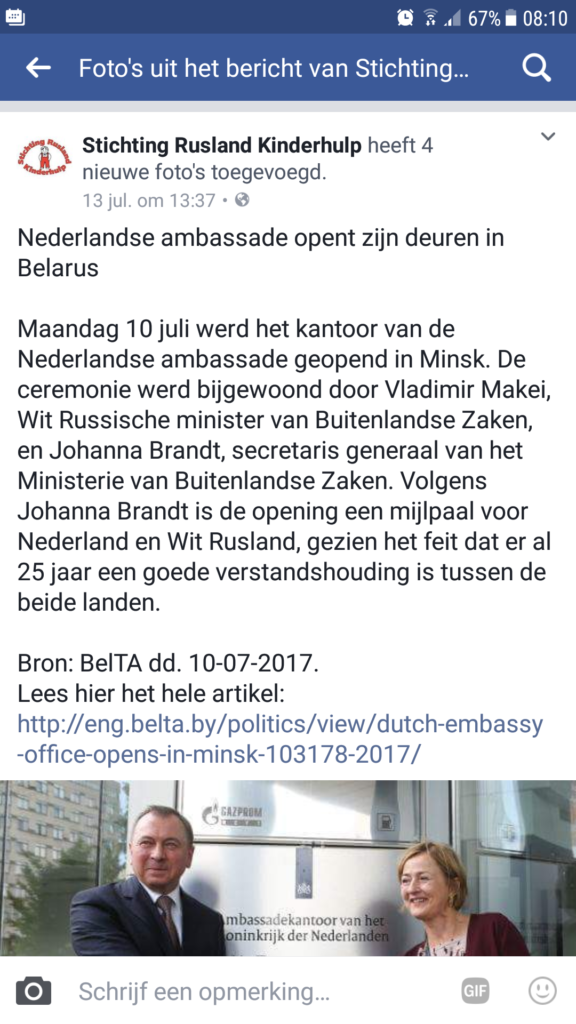 Nederlandse ambassade opent zijn deuren in Belarus